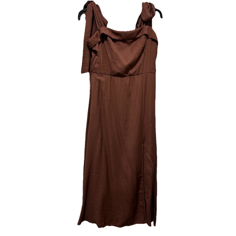 NEW Altar'd State | Wrenlee‎ Bow Tie Midi Dress | Women's L | Brown - Picture 2 of 13